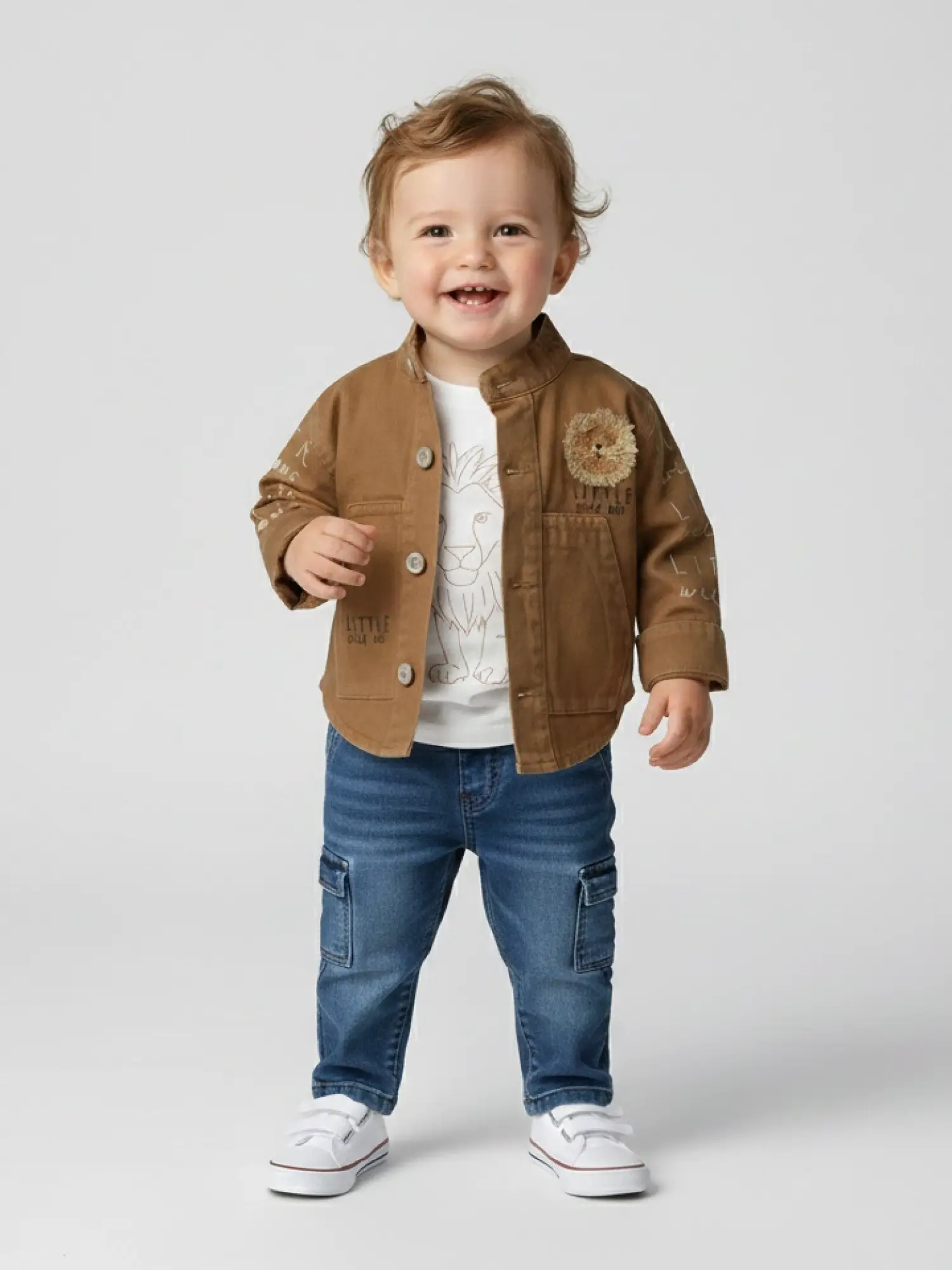 9-24 Ay Little Aslan Baskı Ceketli 3lü Takım