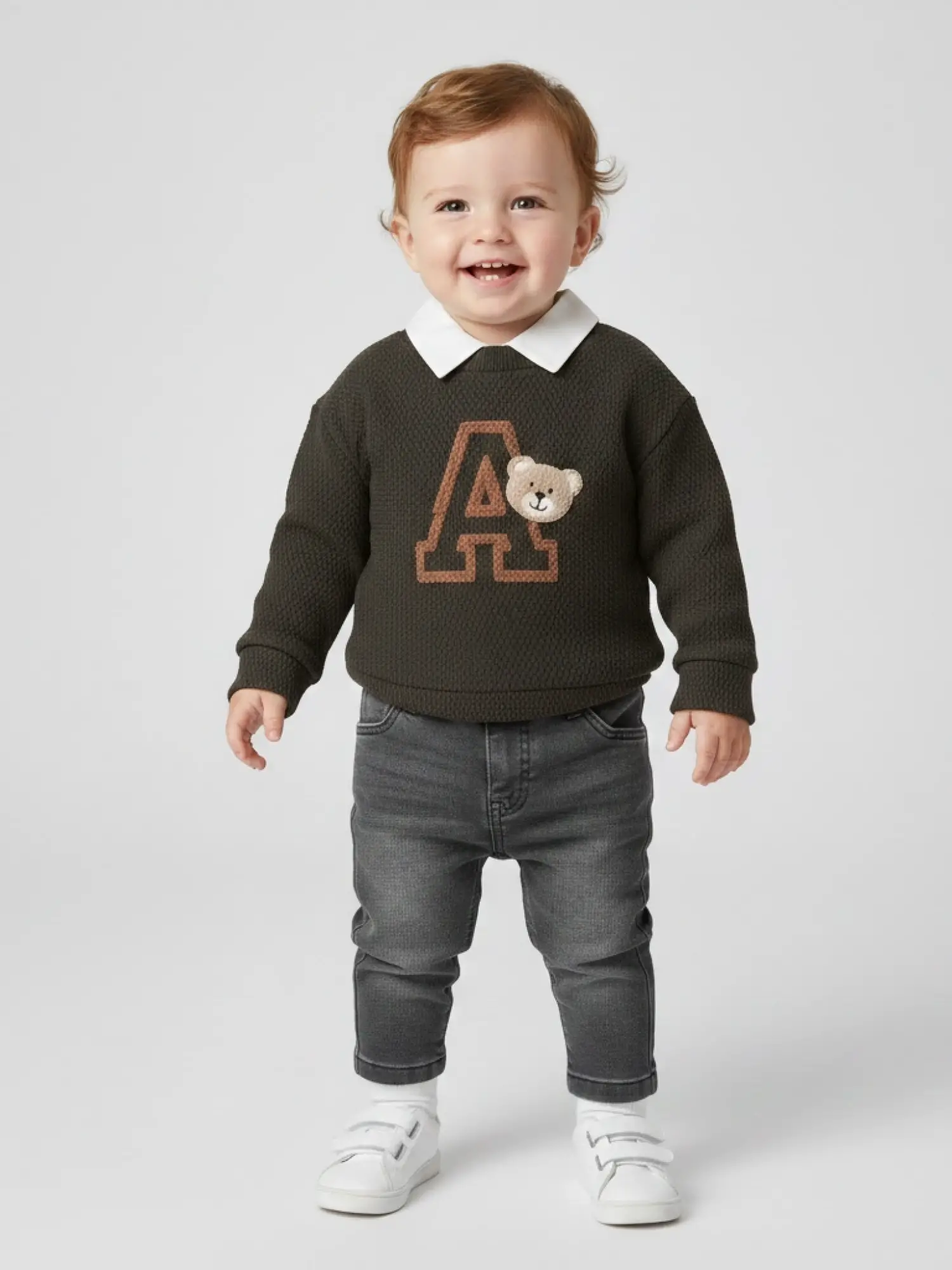 9-24 Ay Ayı Nakışlı 3lü Triko Takım