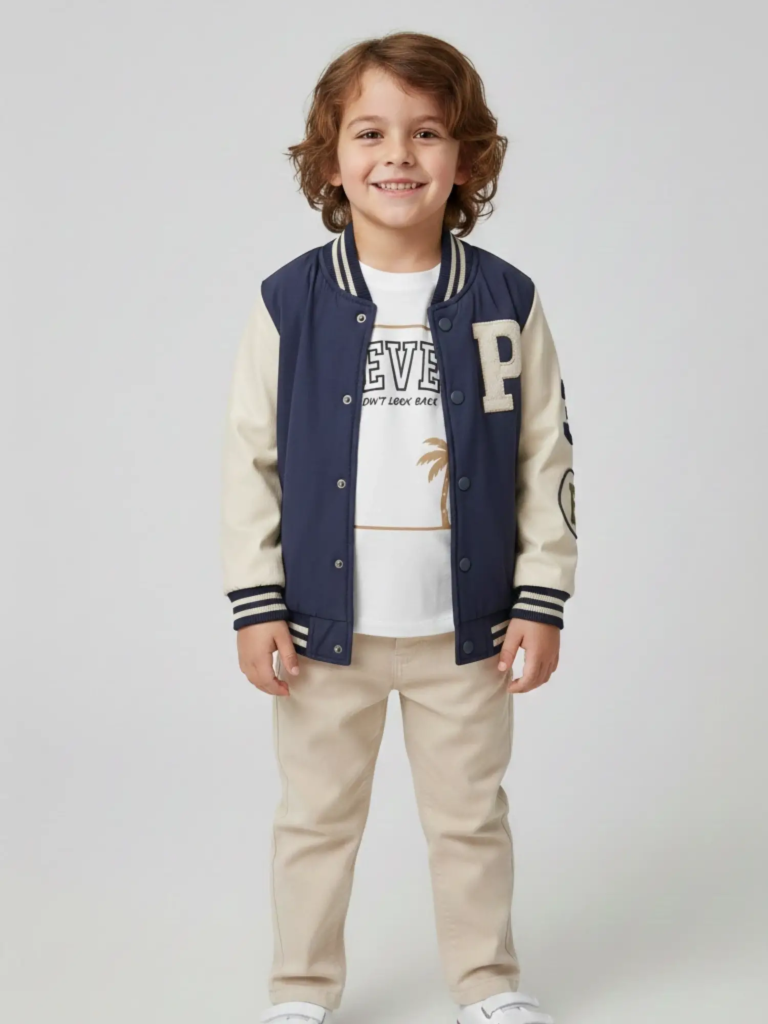 2-6 Yaş Krem Laci Kolej Ceketli 3lü Takım