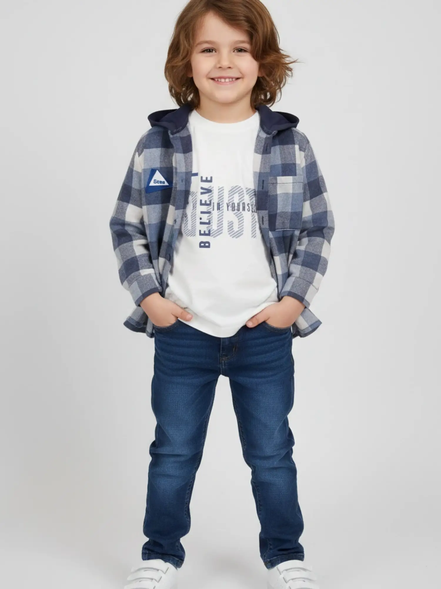 7-10 Yaş Ekoseli Gömlekli 3lü Takım