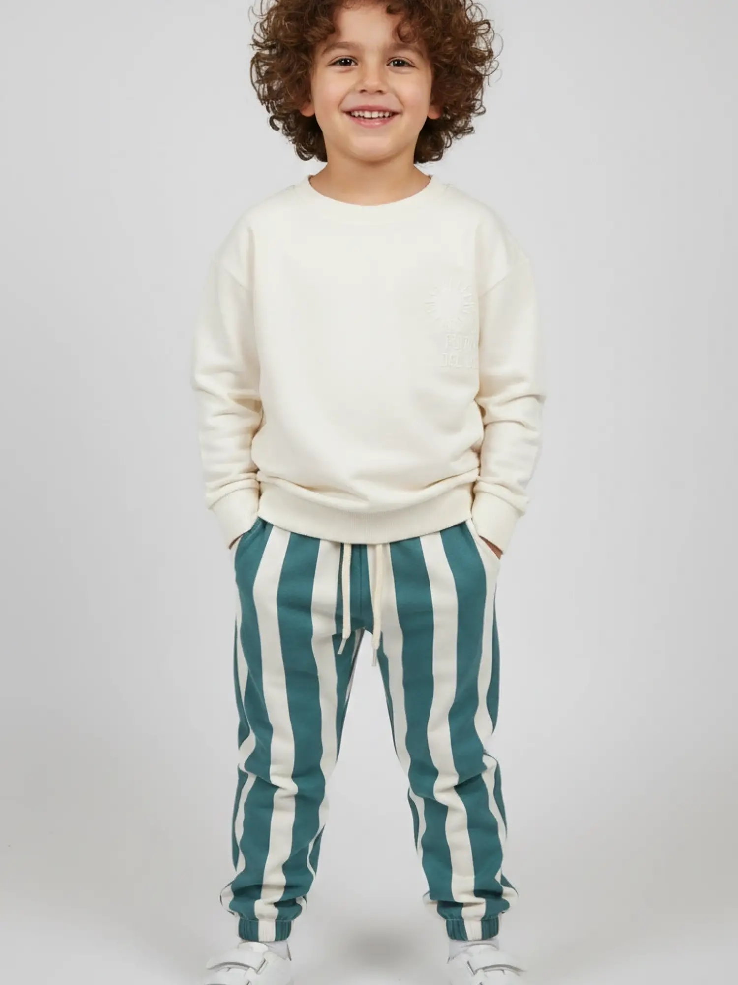 2-6 Yaş Güneş Baskılı Yeşil Çizgili Pantolon Takım
