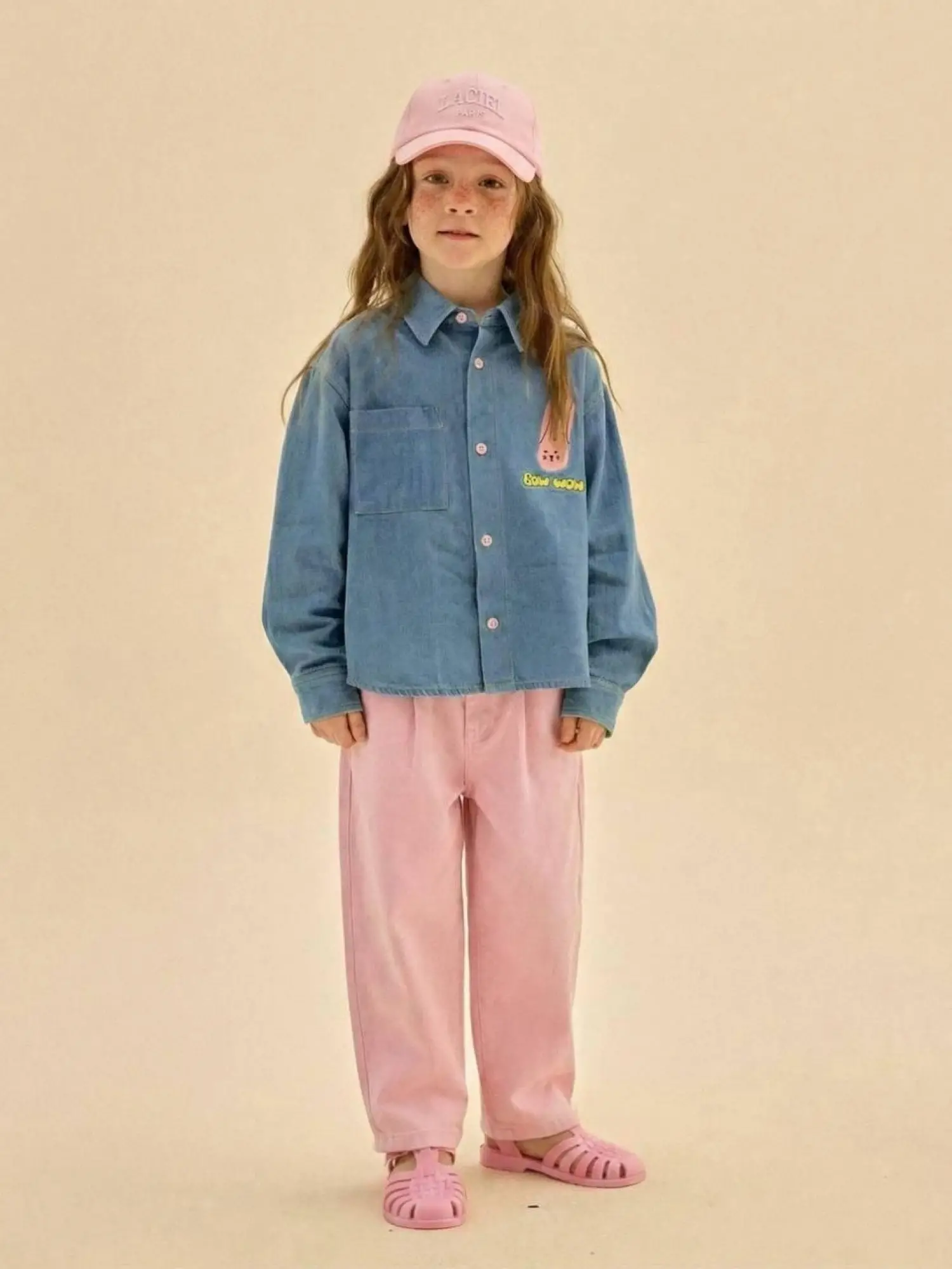 2-7 Yaş Tavşan Baskılı Kot Gömlek