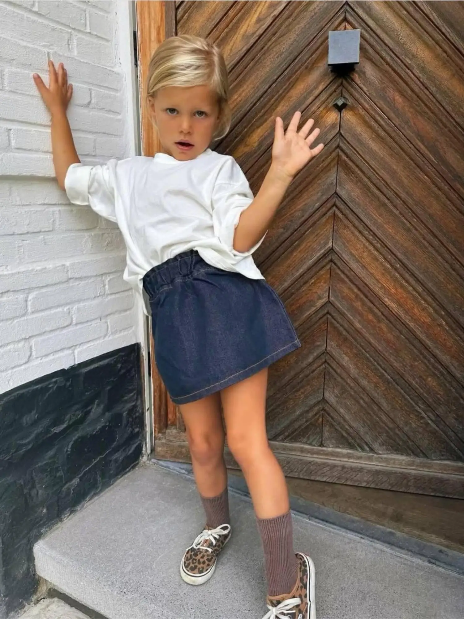 2-7 Yaş Bel Lastikli Kot Etek