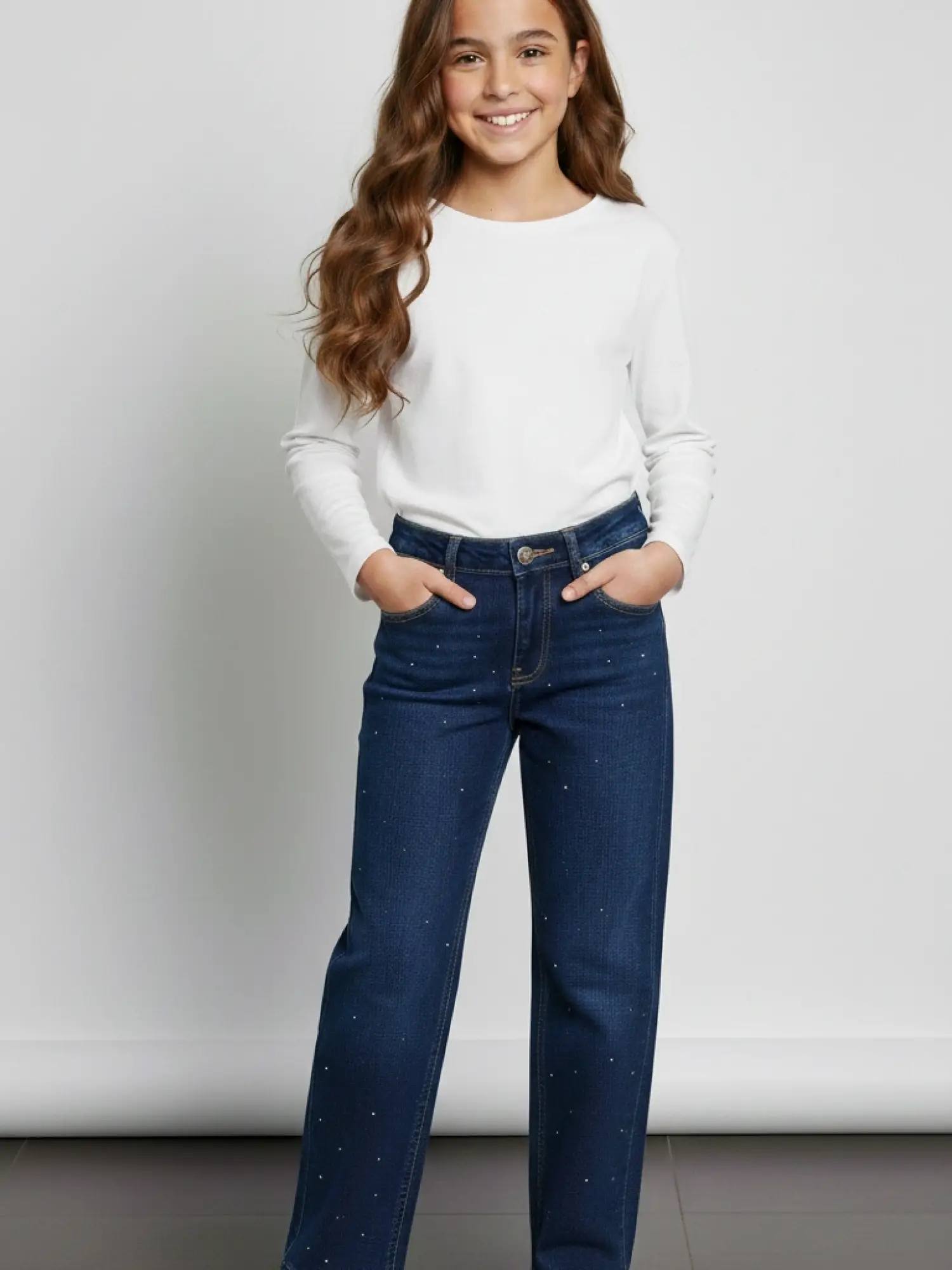 9-15 Yaş Taşlı Jean Pantolon