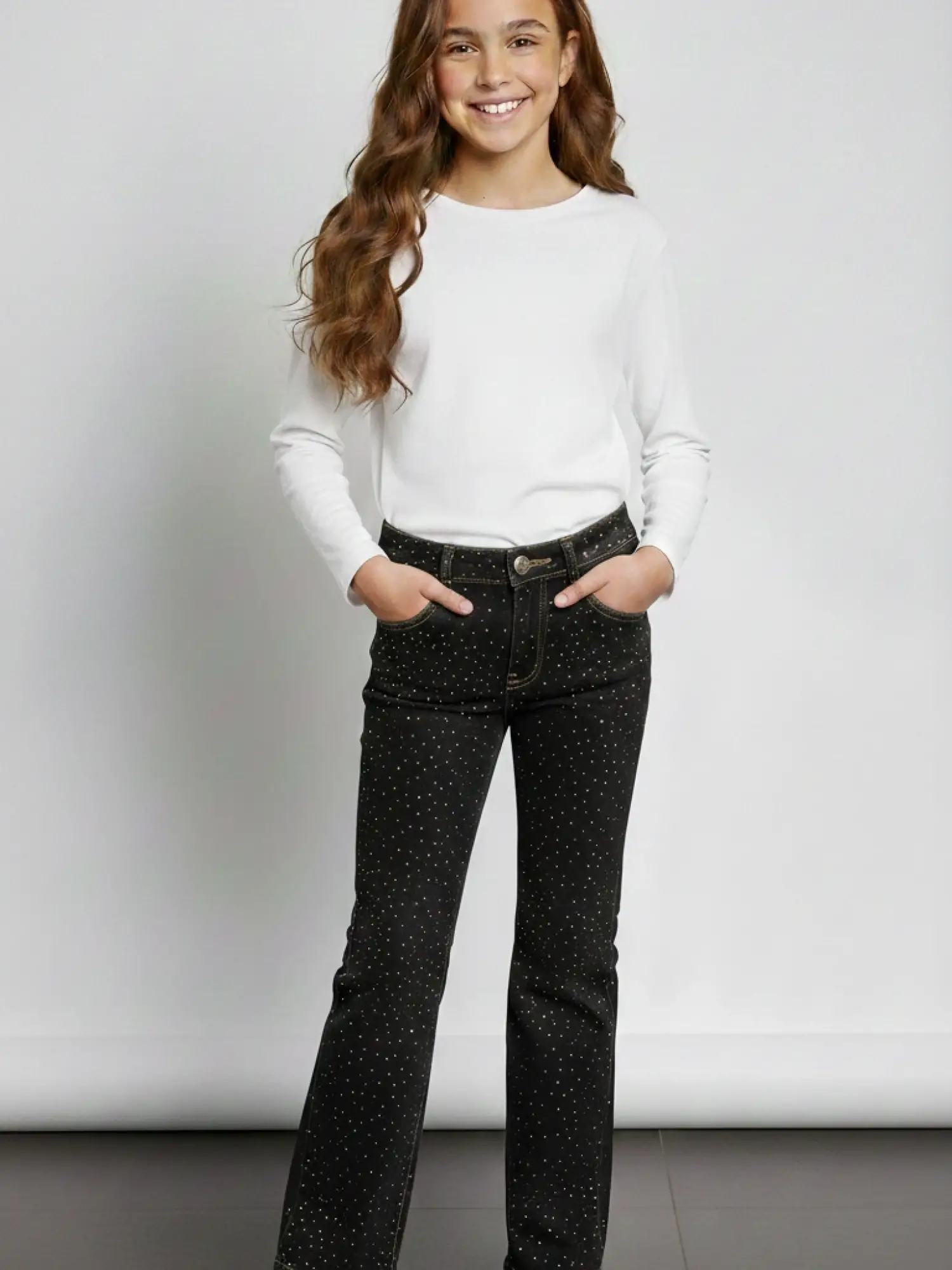 9-15 Yaş Siyah Taşlı Pantolon