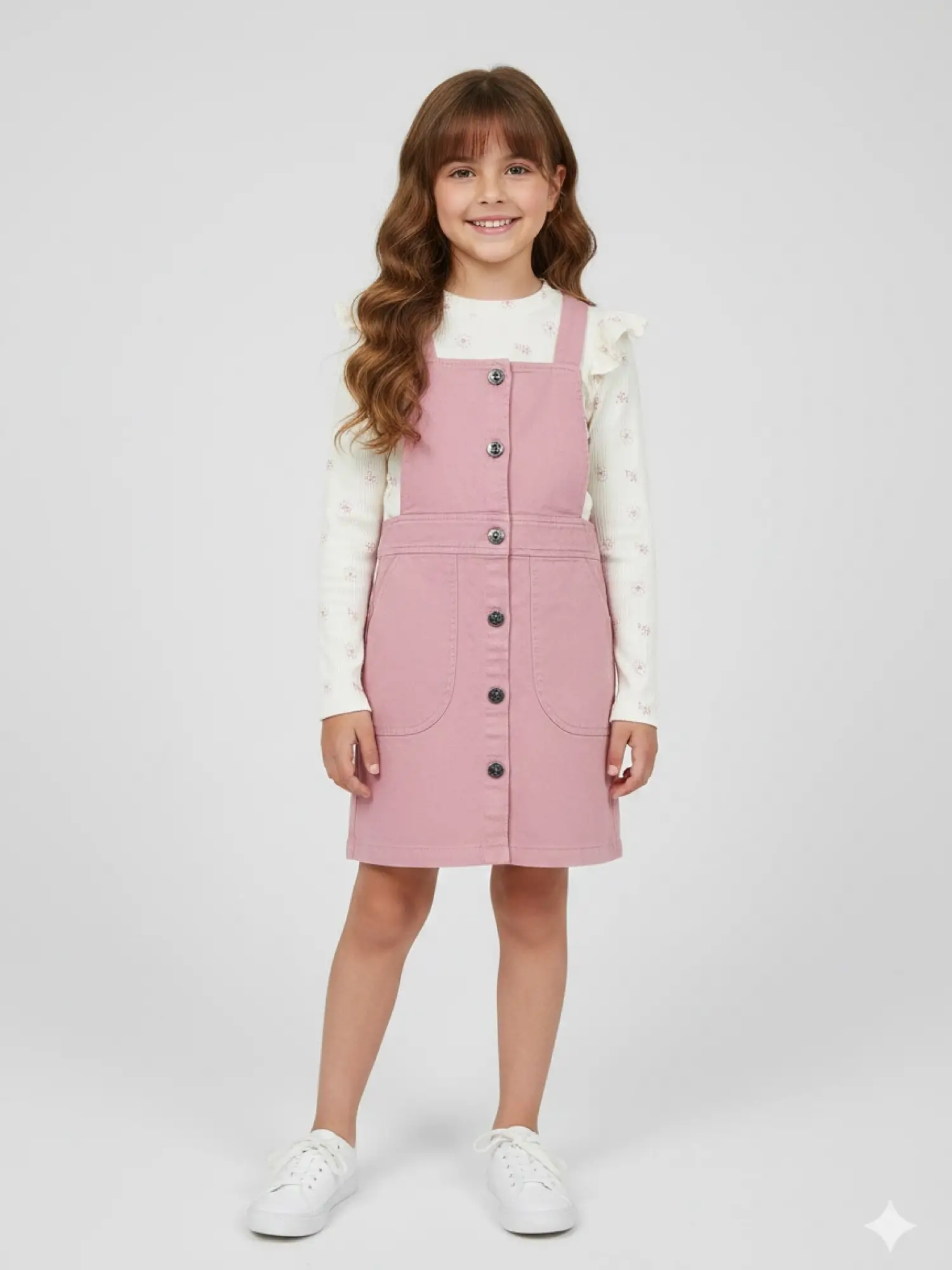 7-11 Yaş Çiçek Desenli Salopet