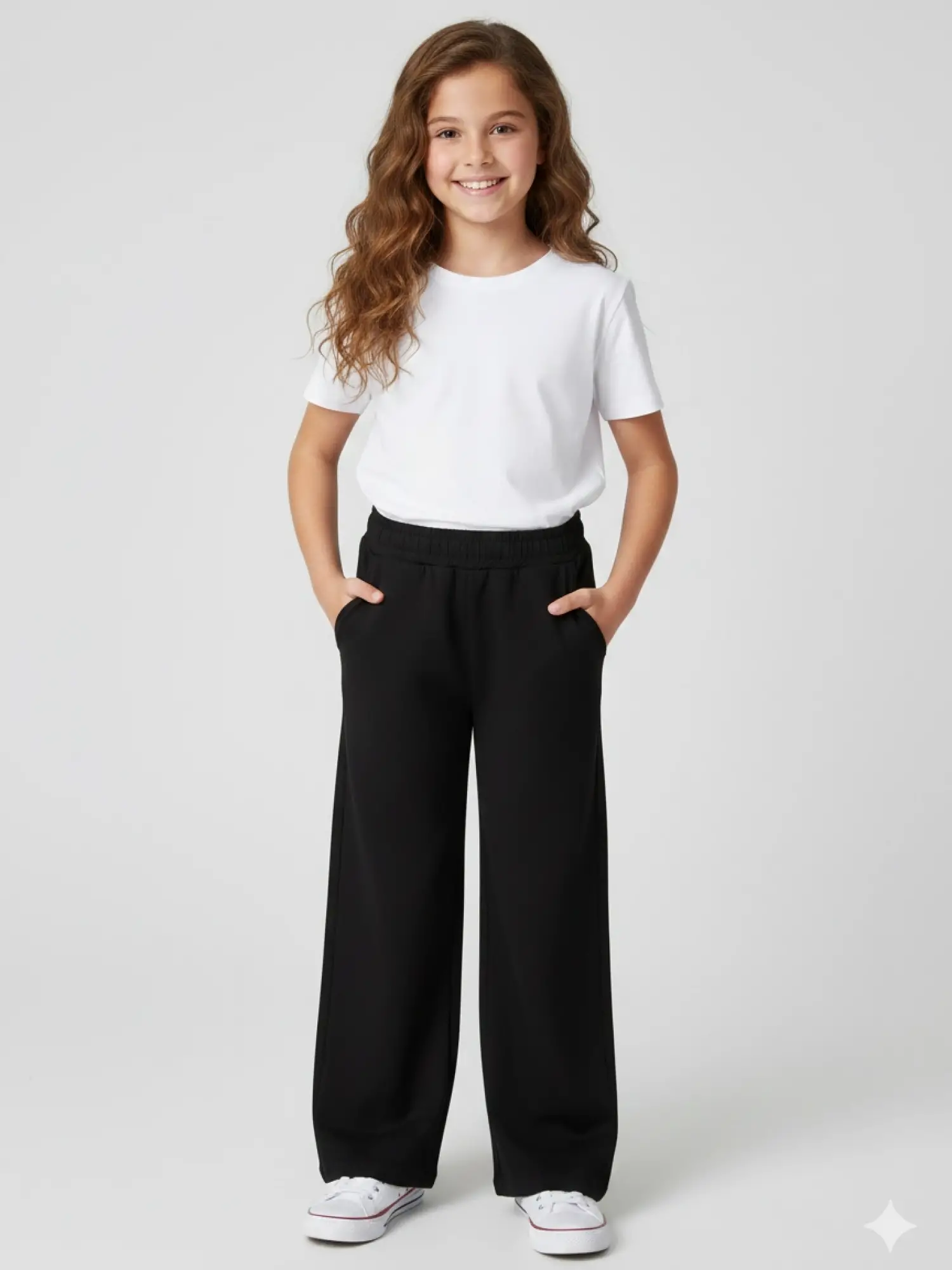 8-14 Yaş Siyah Bol Paça Eşofman Altı