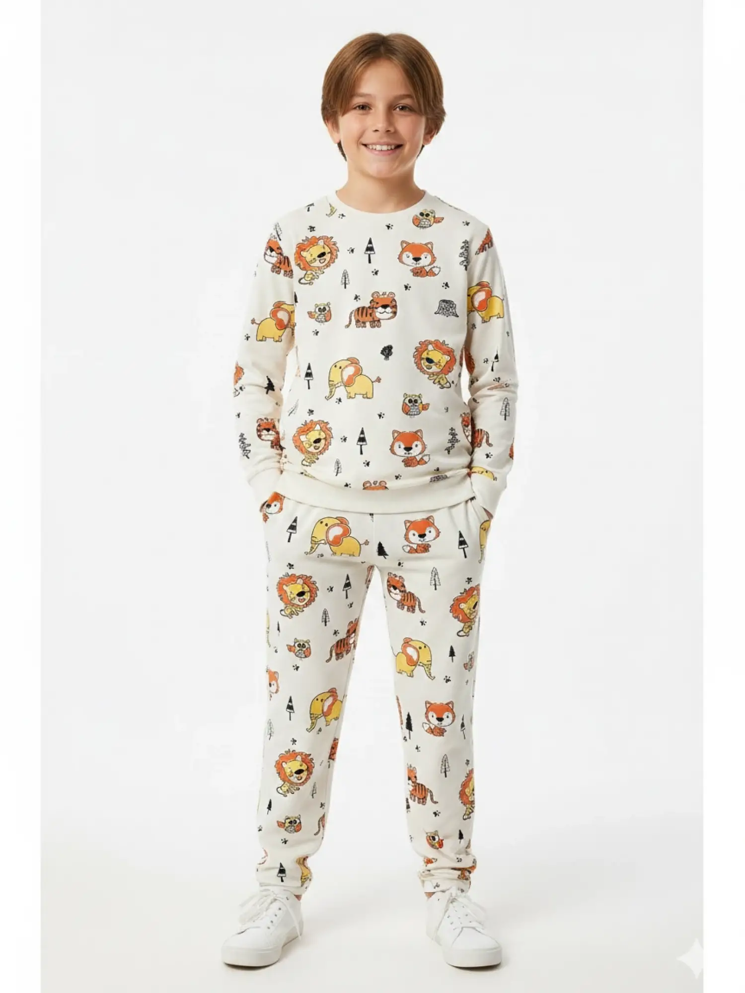 9-13 Yaş Safari Hayvanlı Pijama Takımı