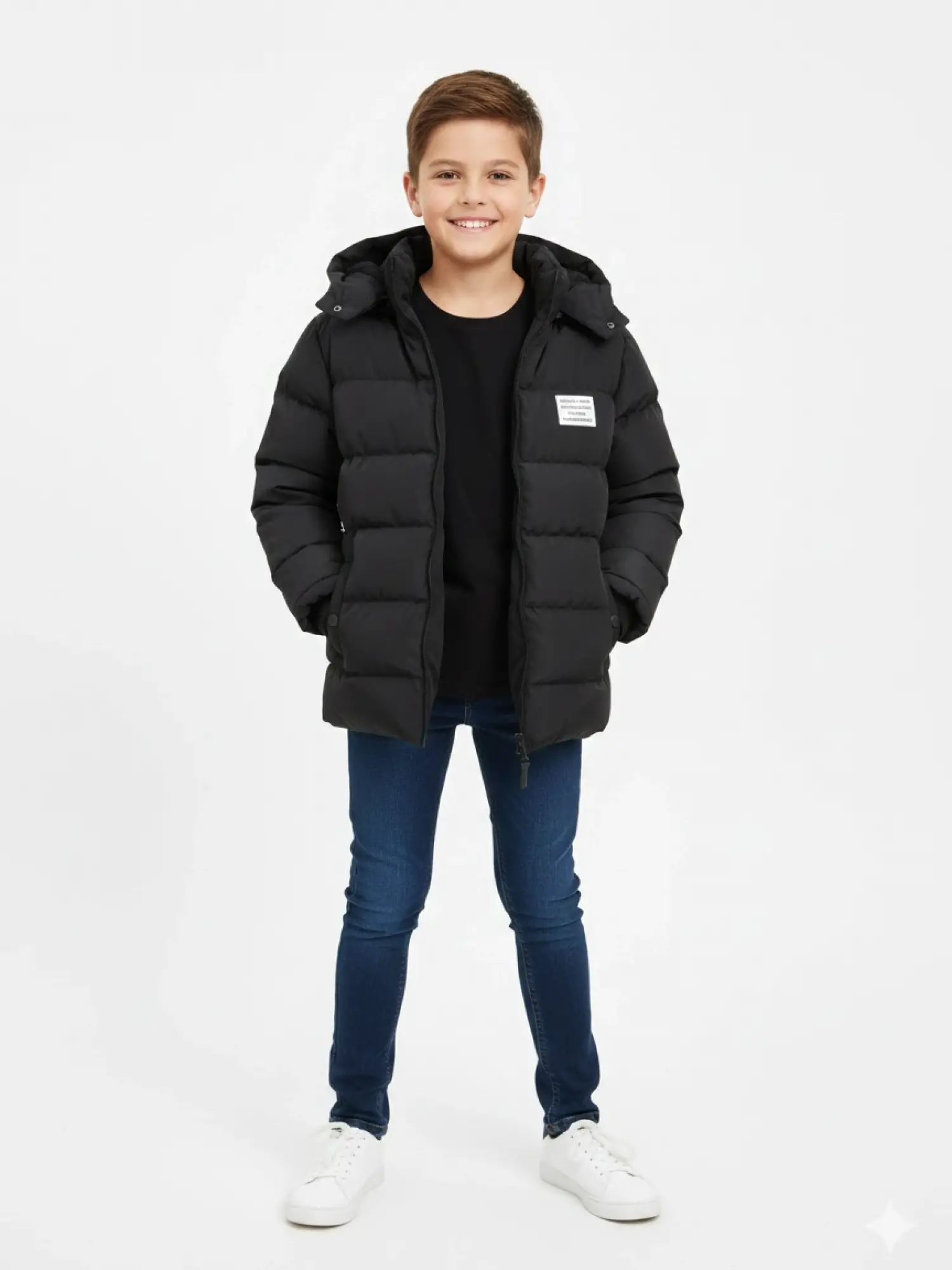 9-13 Yaş Siyah Şişme Mont