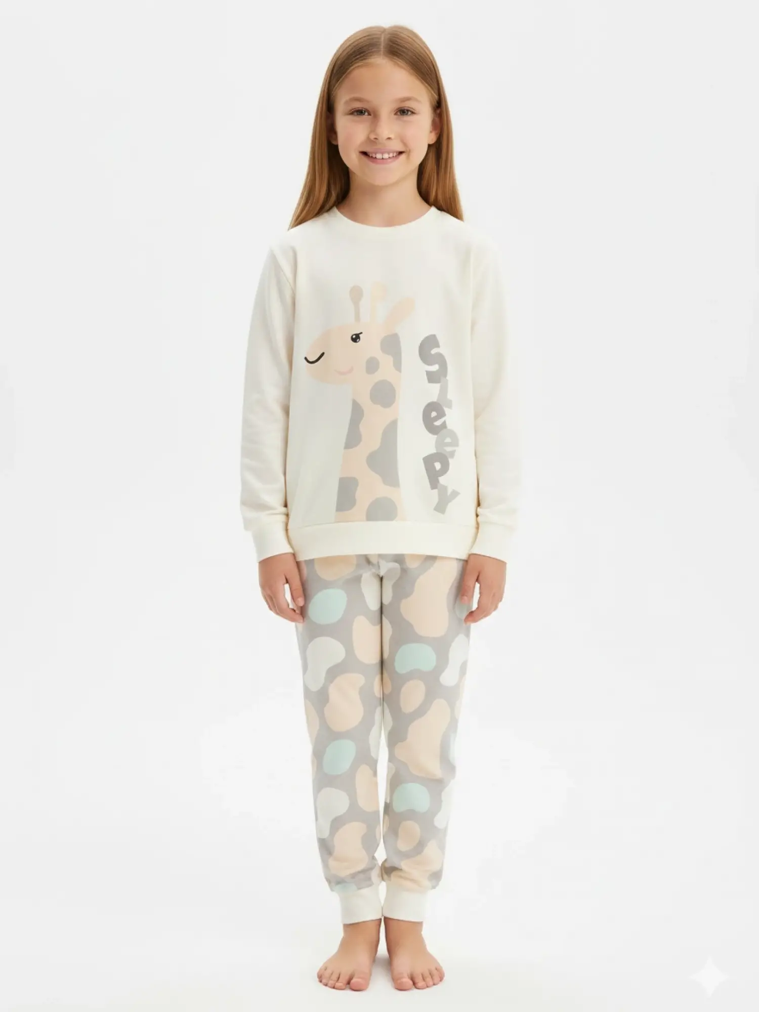9-13 Yaş Zürafalı Pijama Takımı