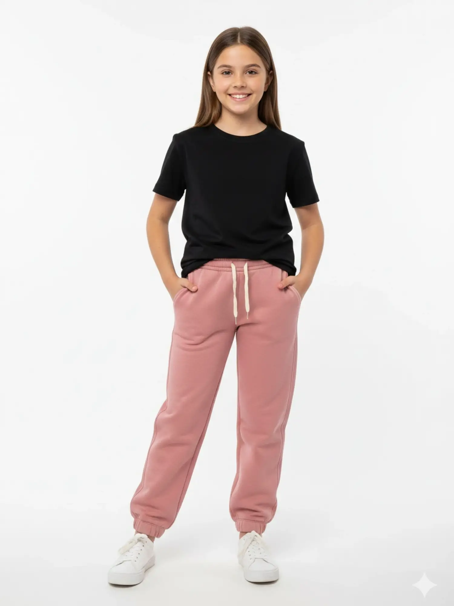 9-14 Yaş Pudra Şardonlu Kız Eşofman Altı