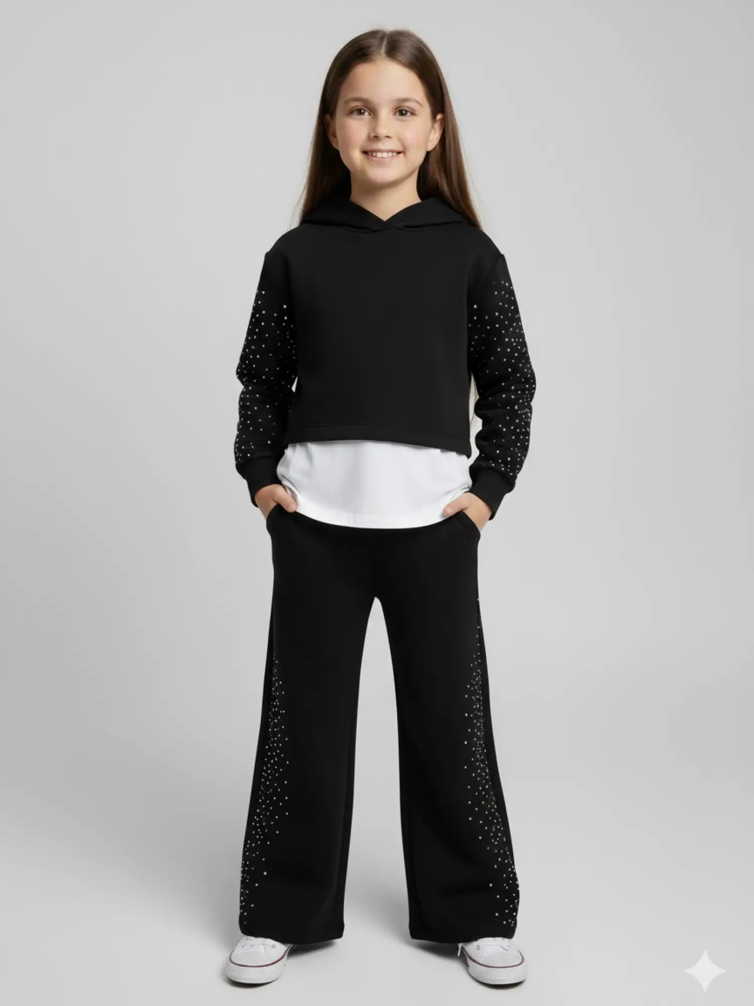 9-14 Yaş Siyah Taşlı 3lü Takım