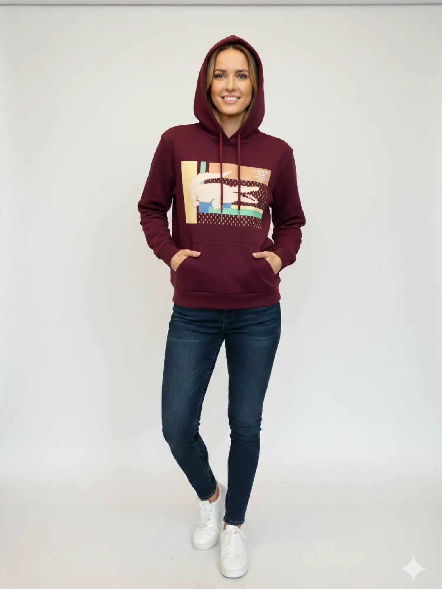 Garson Boy Bordo Kapşonlu Lacoste Sweat