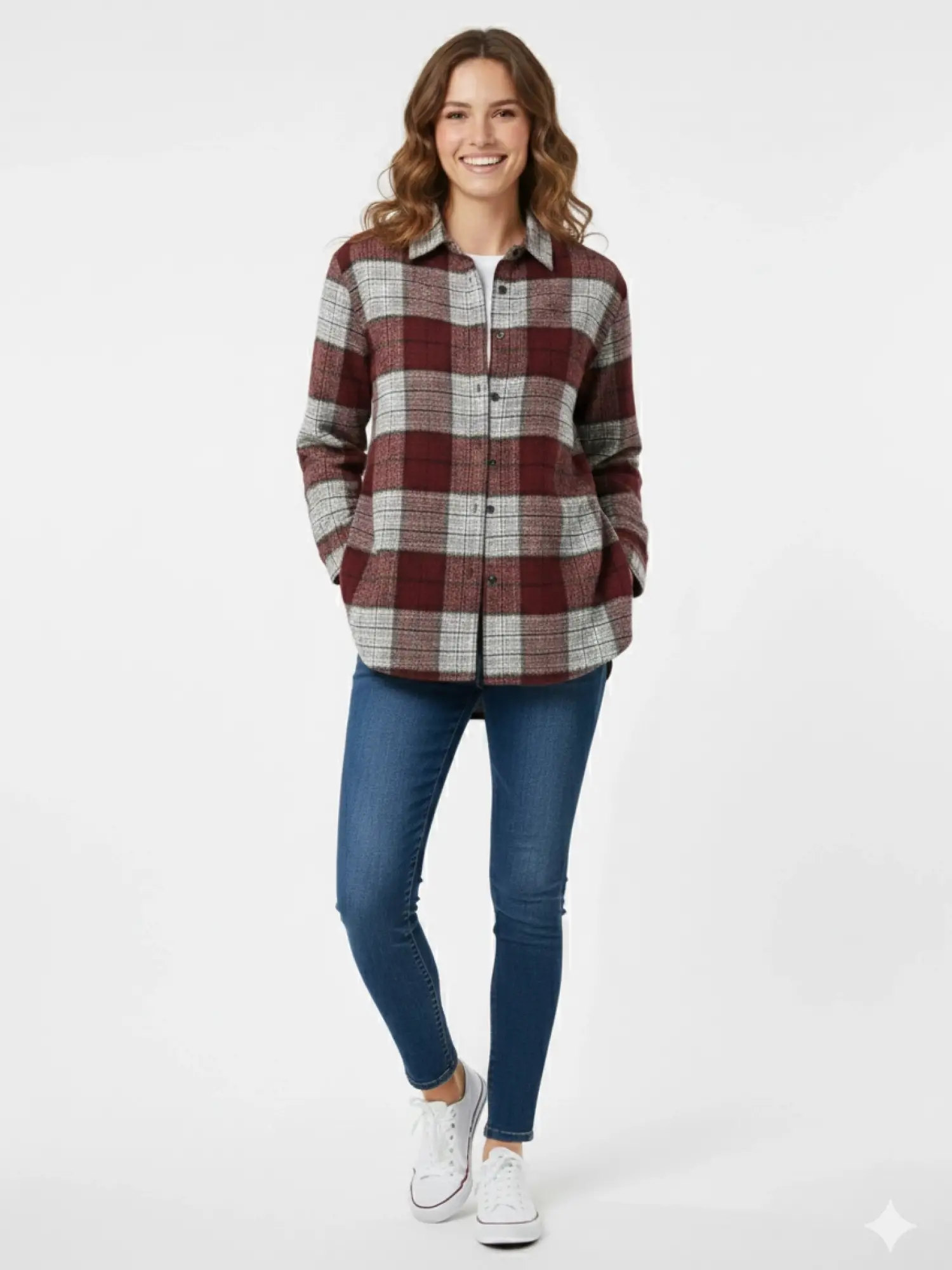 Garson Boy Bordo Kareli Gömlek