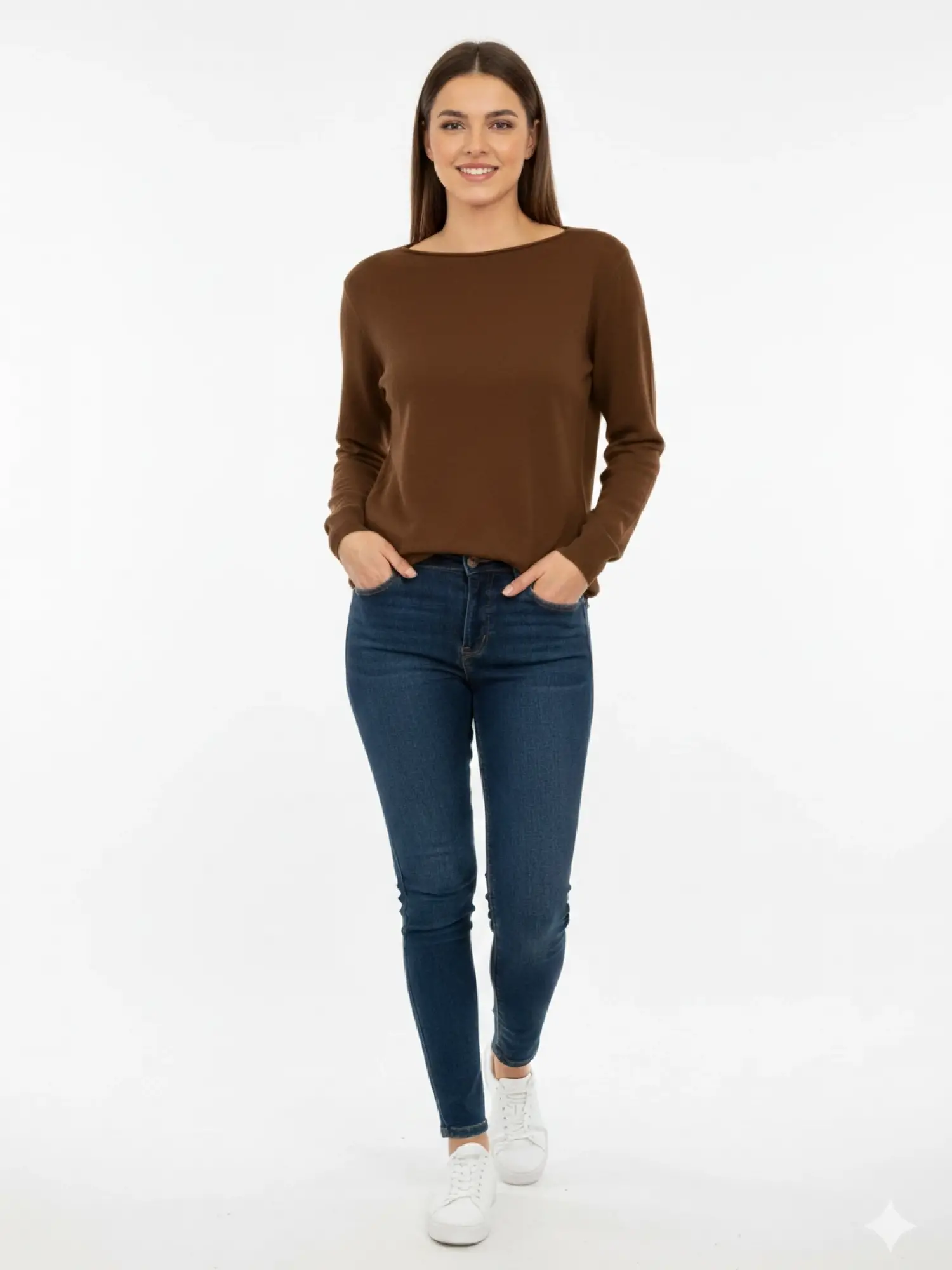 Garson Boy Kahve Kayık Yaka Kazak