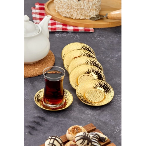 Cok Dövme Altın Renk Desen Çay Tabak