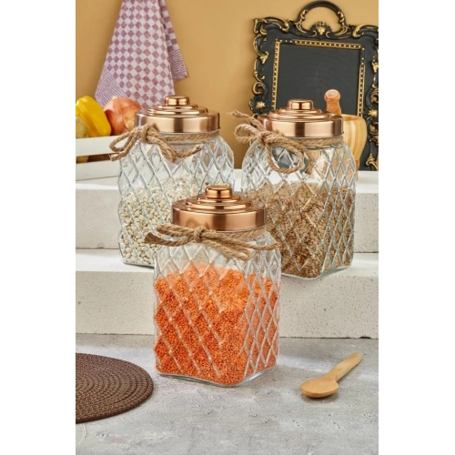 Cok Bakır Cam Kavanoz 25cm