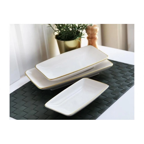 Gnl Beyaz Gold 3lü Kayık Tabak Seramik