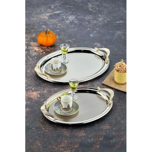 Cok Oval 2li Metal Tepsi Seti