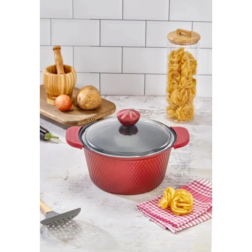 Cok Kırmızı 22cm Derin Kristal Tencere