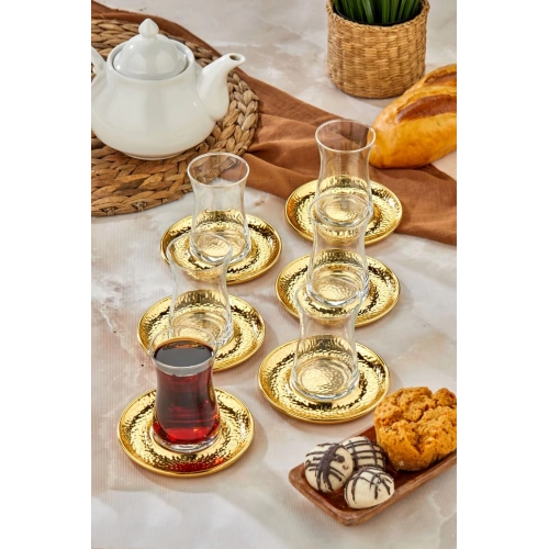 Cok Dövme Gümüş Renk Desen Çay Tabak