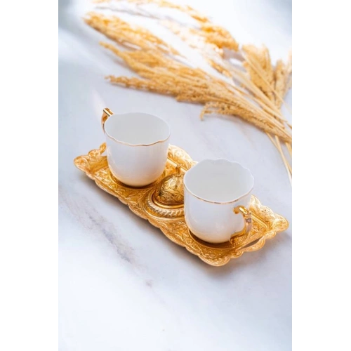 Acar 2 li Metal Tepsili Kahve Seti