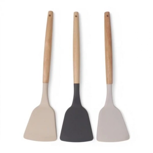 Bls Bambu Saplı Silikon Geniş Spatula