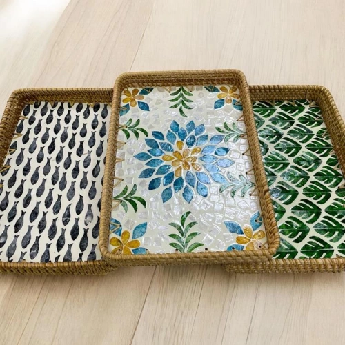 Mien 20x30cm Rattan Sedef Tepsi