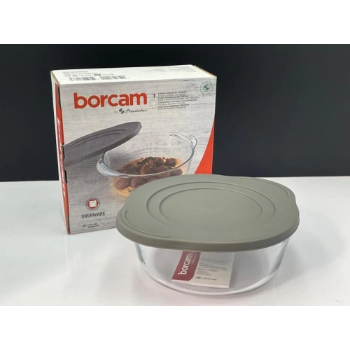 59123-1X4-Borcam Gri Kapaklı Tencere 1450cc*40