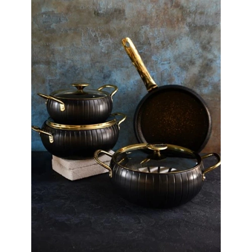 Oms Meridian Siyah-Gold 7Prç.Set