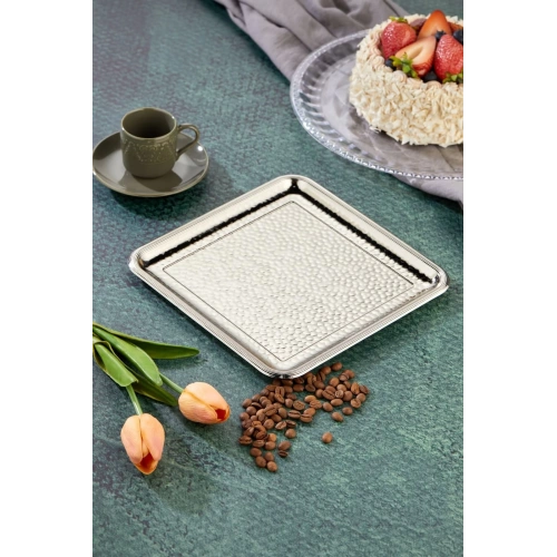 Cok Kare Gümüş Sunum Tepsi