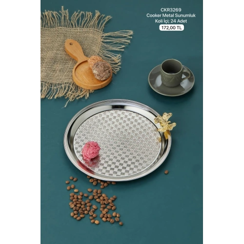 Cok Yuvarlak Kelebekli Tepsi