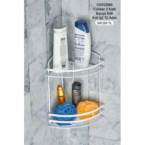 Cok Metal 2Katlı Banyo Rafı Beyaz