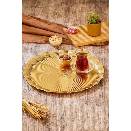 Cok Metal Tepsi Altın 35cm