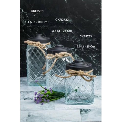 Cok Cam Kavanoz 25cm Siyah