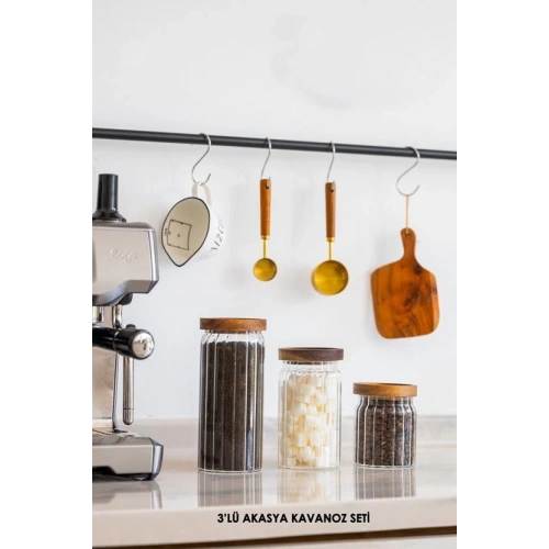 Mien Bambu Kapaklı Kavanoz Seti 500+700+1000cc