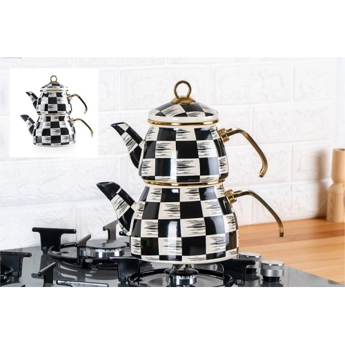 Acar Dama Emaye Çaydanlık