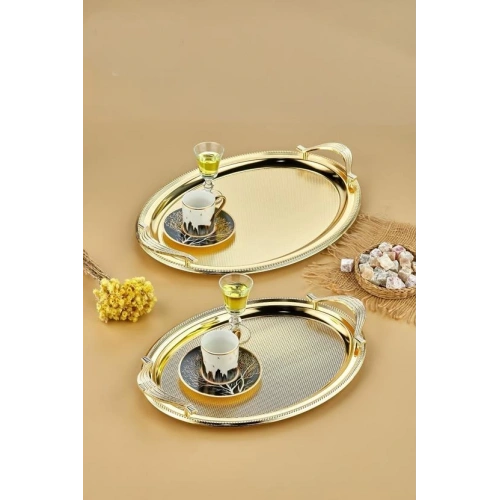 Cok Oval 2li Metal Tepsi Seti