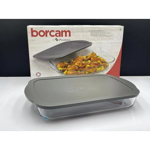 59124-1X4-Borcam Gri Kapaklı Tepsi 40x25cm*25