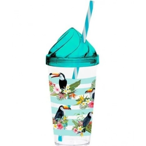 Her Desenli Akrilik Pipetli Bardak Tropical 660cc