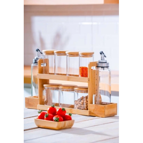 Acar 9lu Bambu Standlı Baharatlık