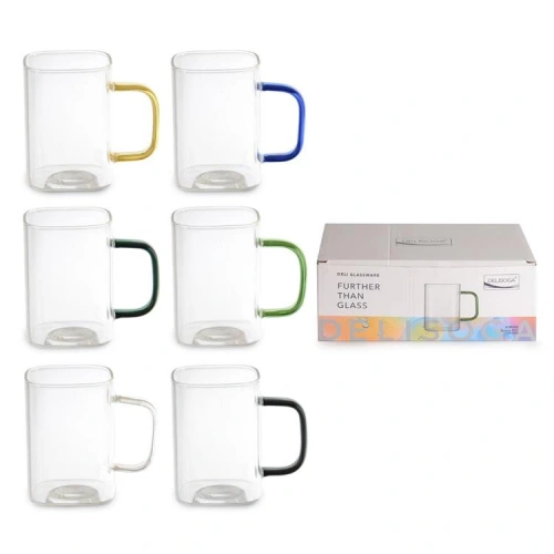 Ipk Renkli kulplu Cam Kupa 230cc