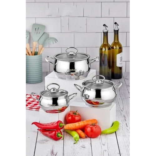 Cok Lara 3lü Çelik Güveç Tencere Seti