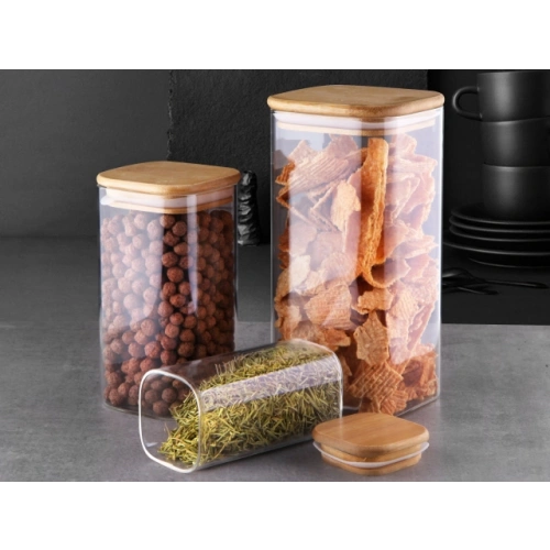 Gnl Borosilikat 3lü Cam Kavanoz 10x20-8x15-6x12cm