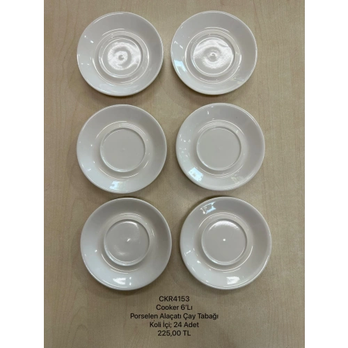 Cok 6lı Porselen Alaçatı Çay Tabağı