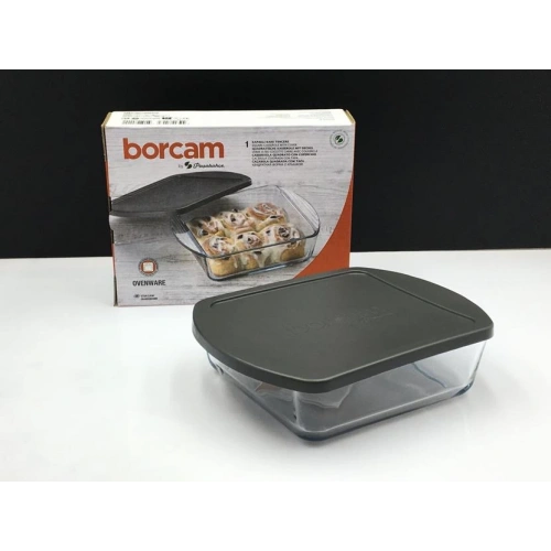 59854-1X4-Borcam Gri Kapaklı Fırın Tepsisi 21X16cm*25