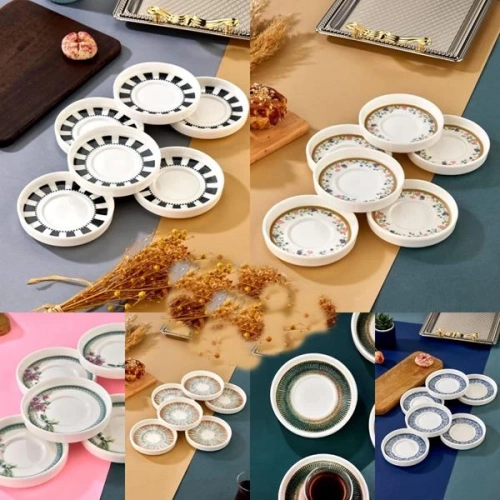 Cok 6lı Desenli Porselen Çay Tabağı