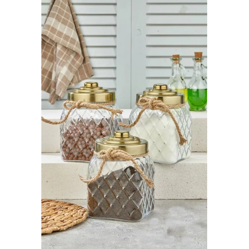 Cok Altn Cam Kavanoz 20cm