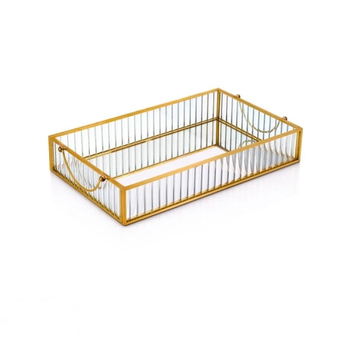 Mien Dikdörtgen Çizgili Cam Kutu 20x15cm