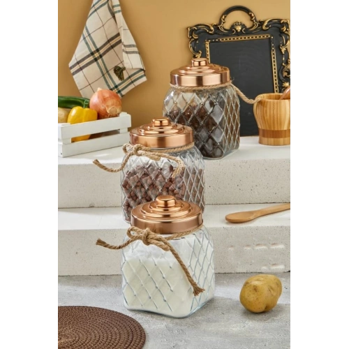 Cok Bakır Cam Kavanoz 20cm